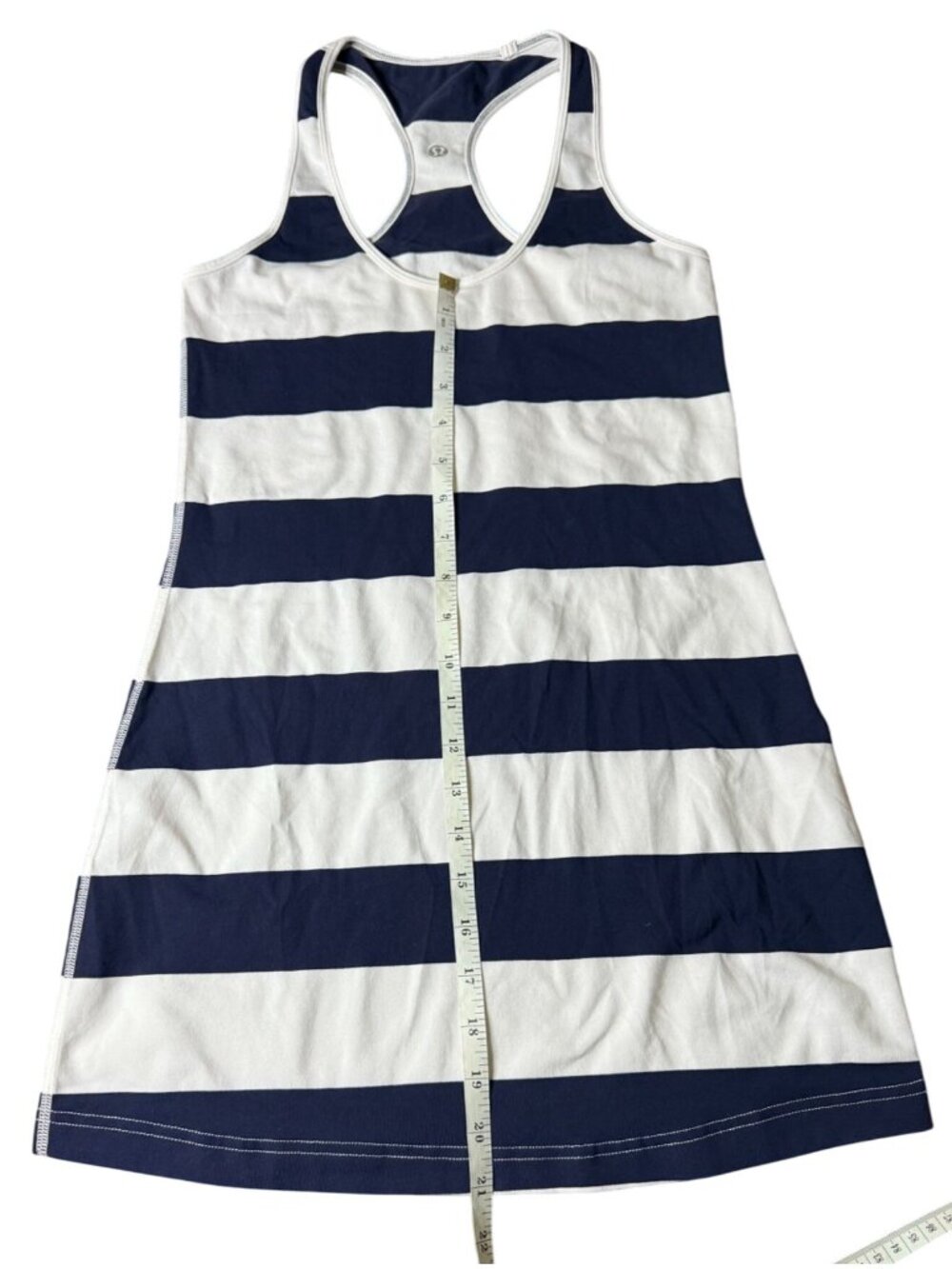 Lululemon Cool Racerback Extra Long Navy White Striped Tank Women Size 4 W1A21S - Picture 8 of 16